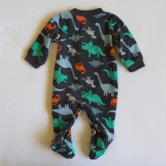 child of mine by carter's newborn dinosaur fleece snap footie sleeper pajamas - Picture 5 of 5